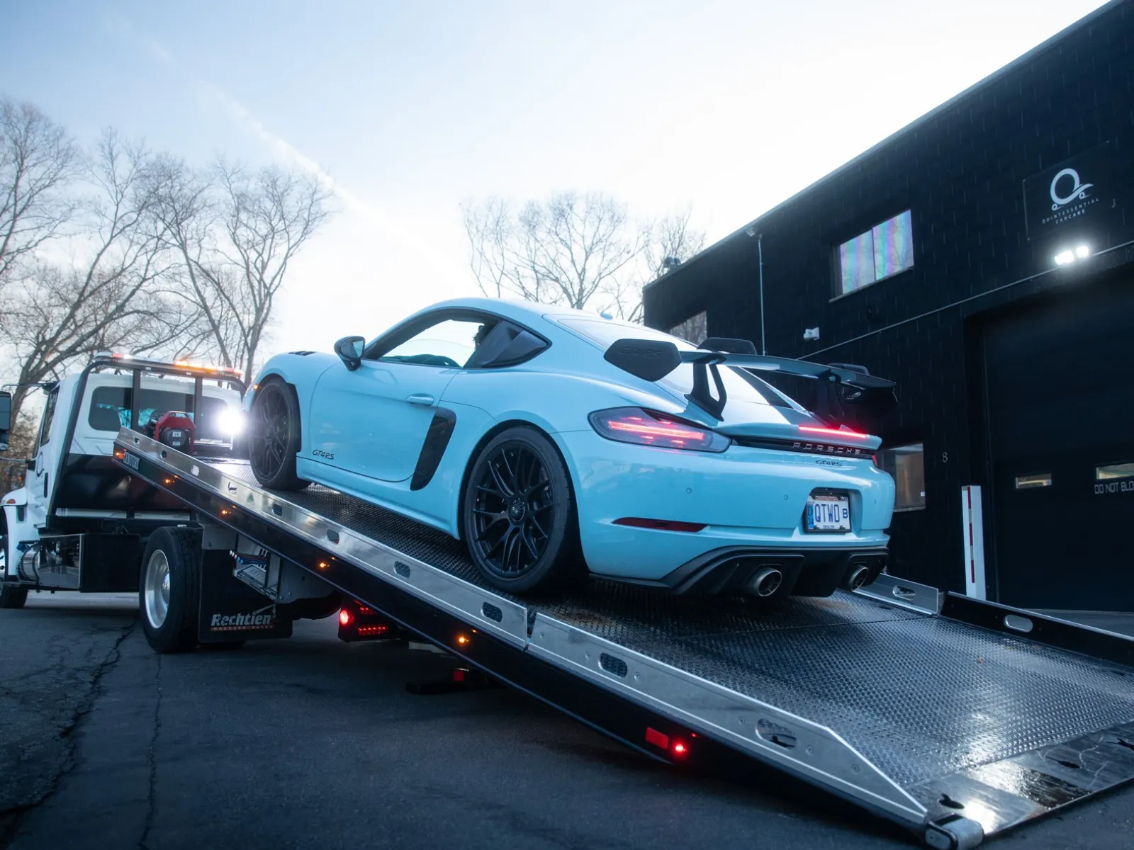 a car on a trailer