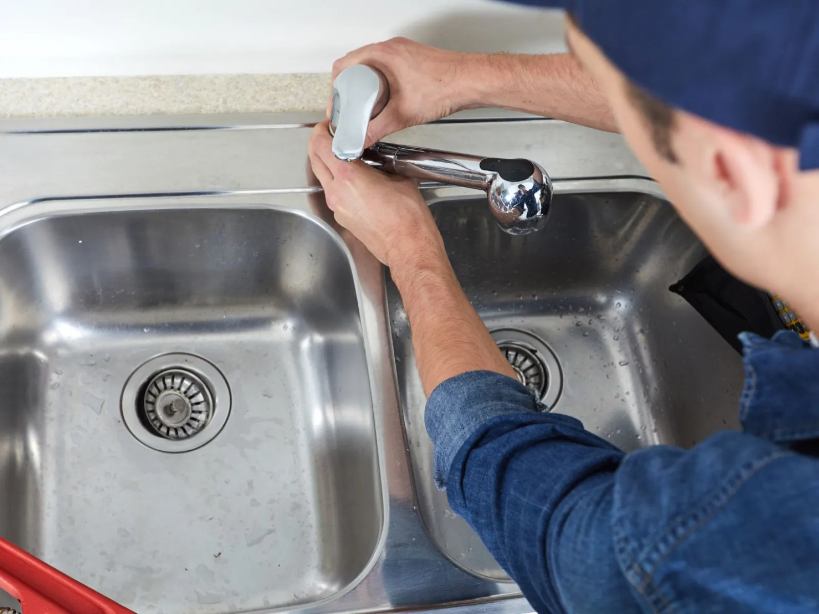 a man washing his hands
