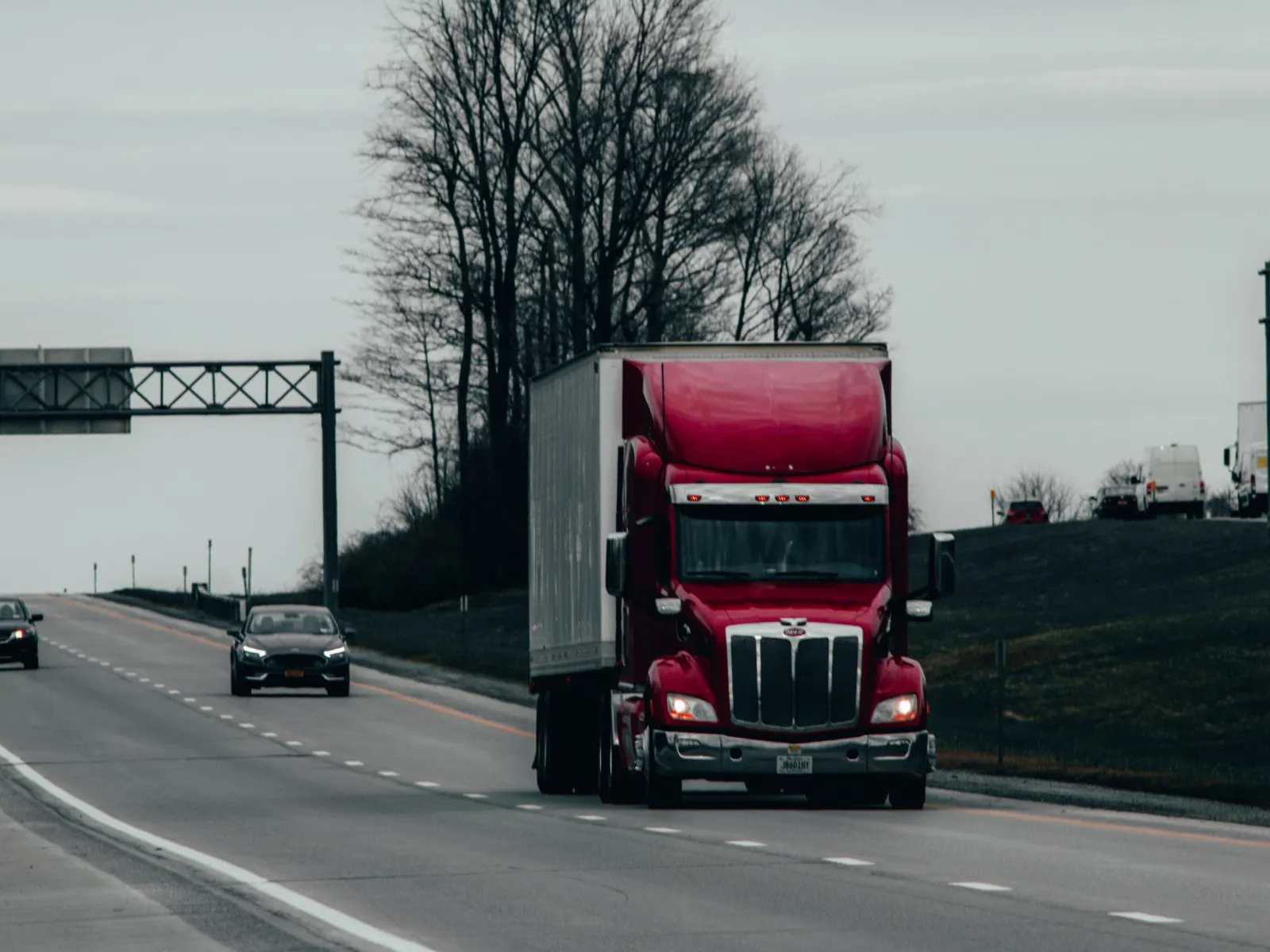 a truck driving down the road