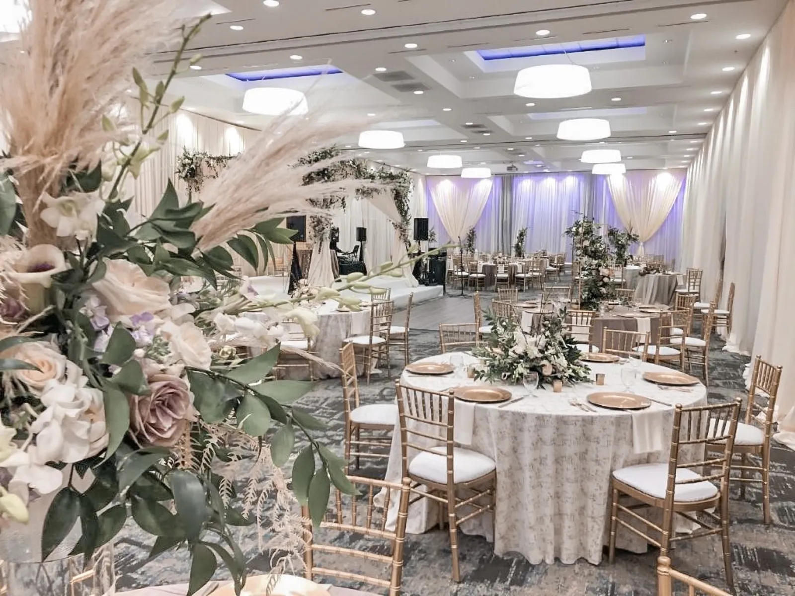 a room with tables and chairs