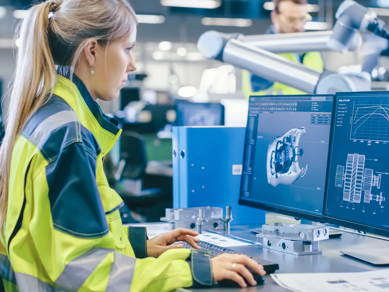 a woman working on a computer