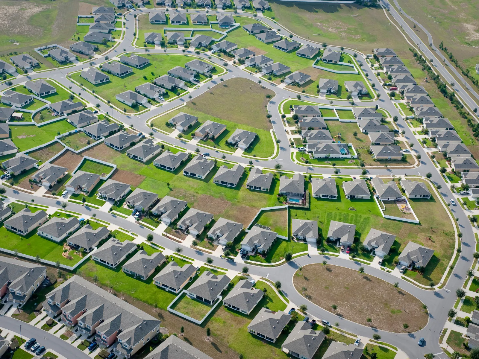 aerial view of a small town