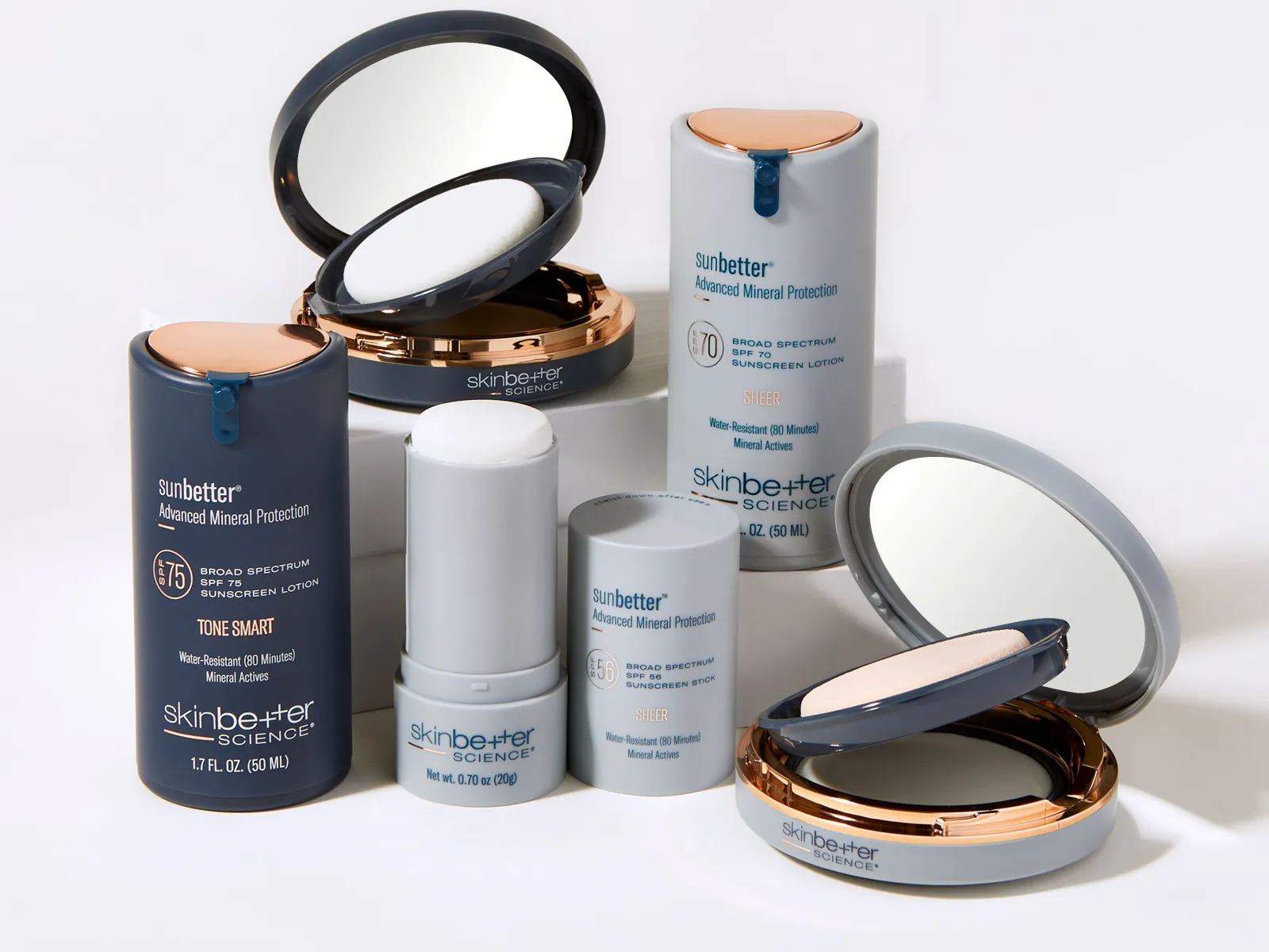 a group of makeup containers