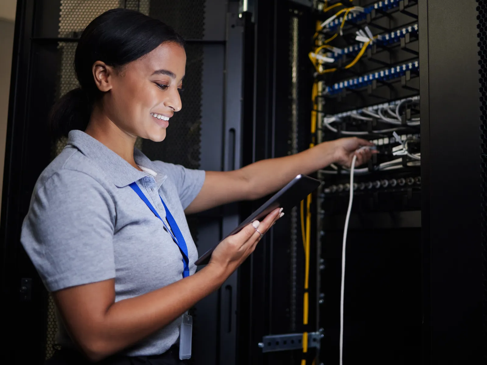 a woman working on a computer