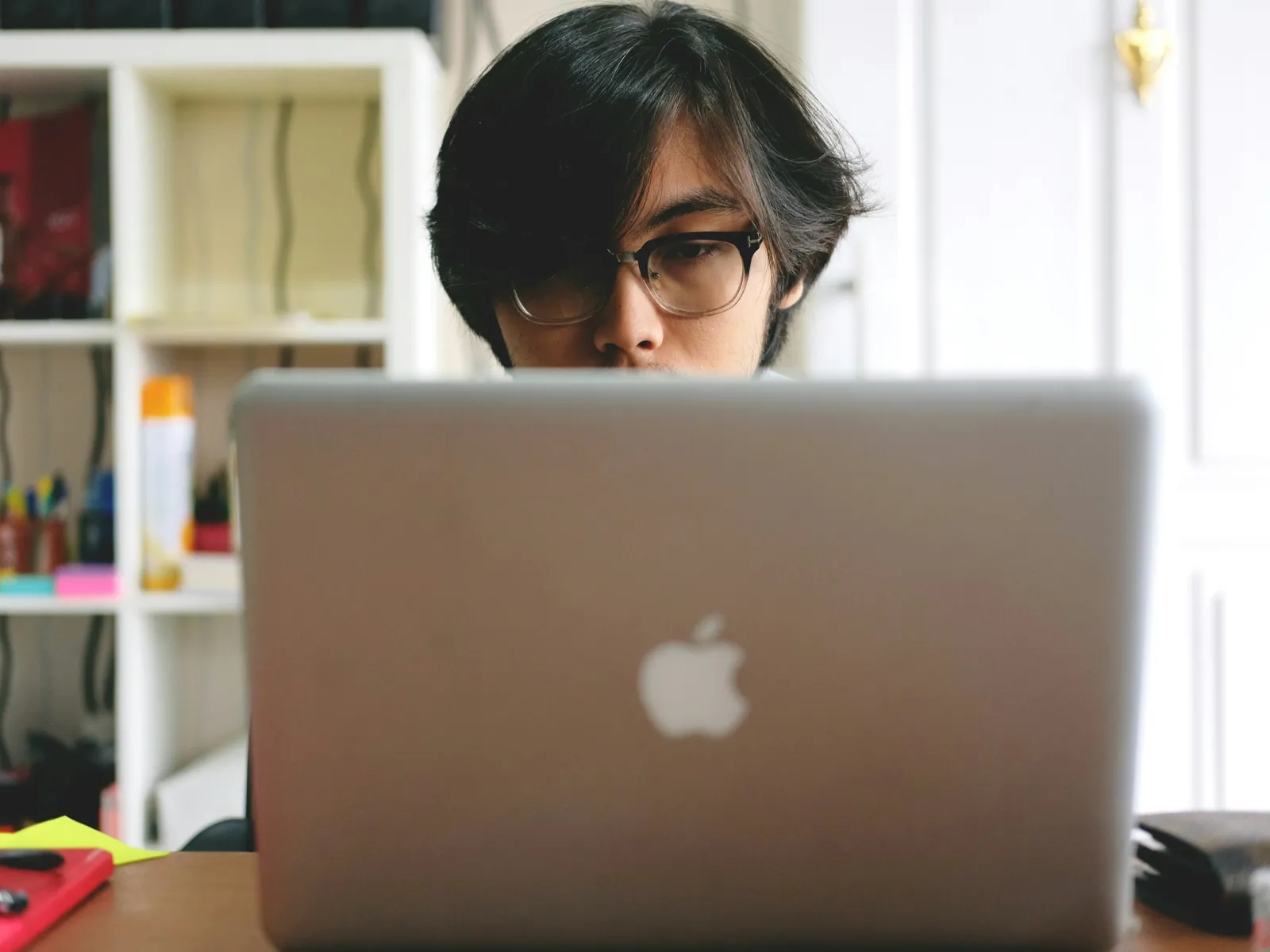 a woman using a laptop