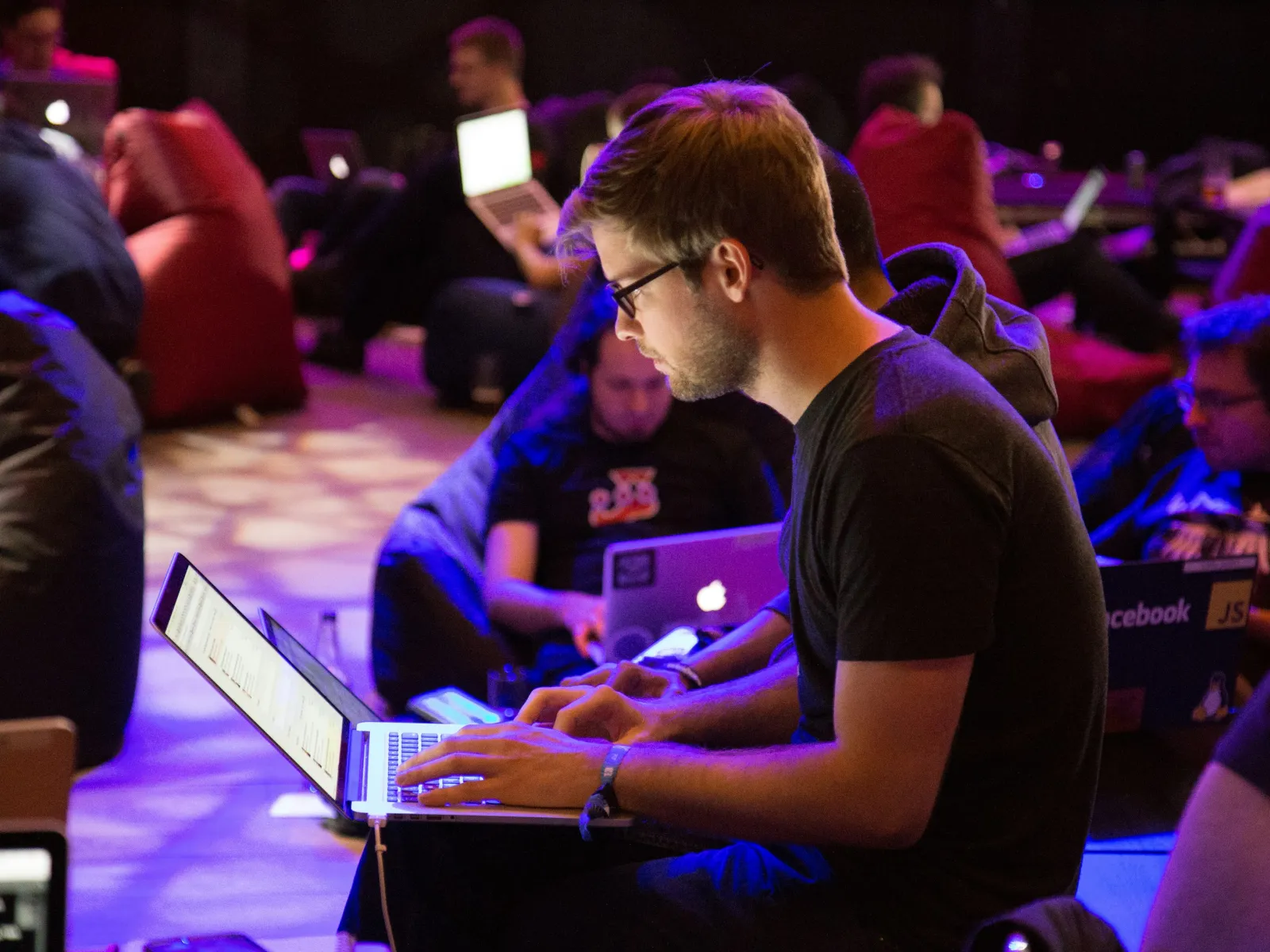 a man using a laptop