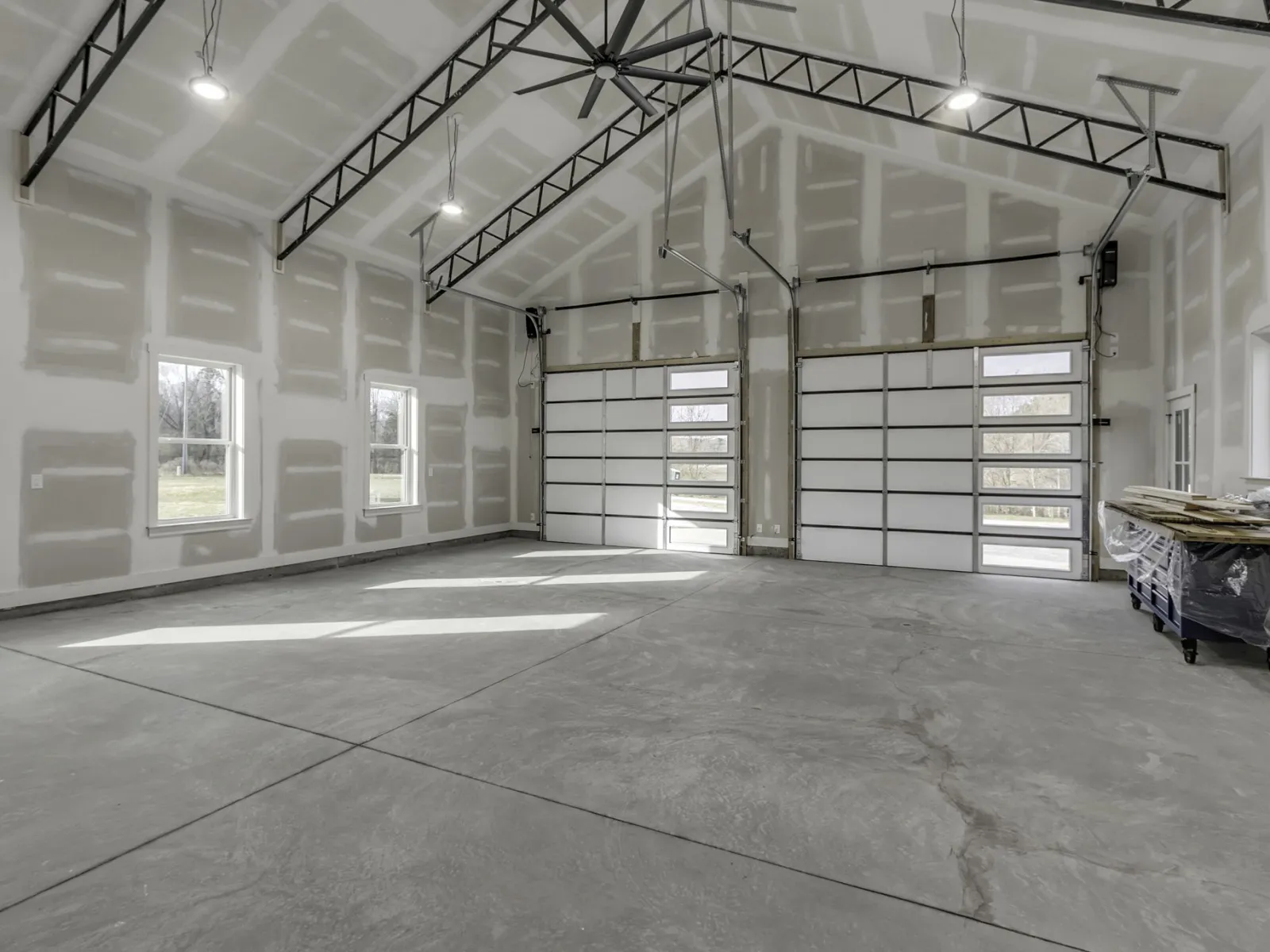 a room with a glass ceiling