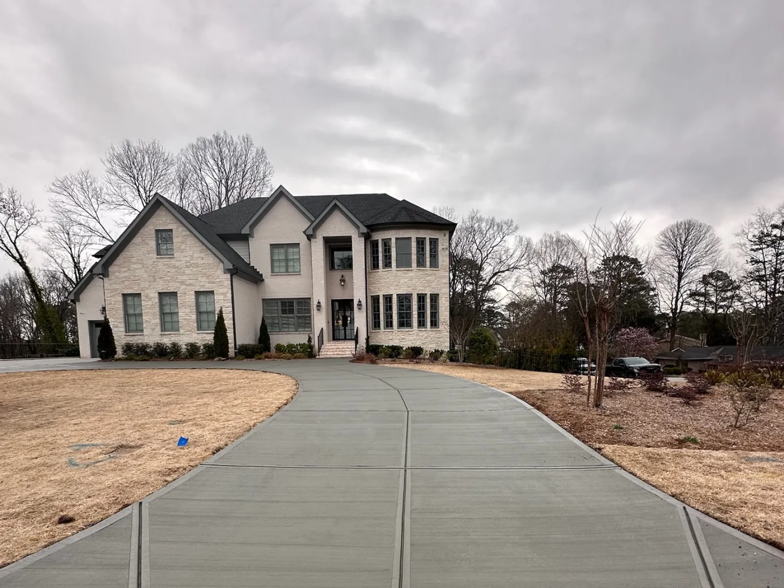 a house with a walkway