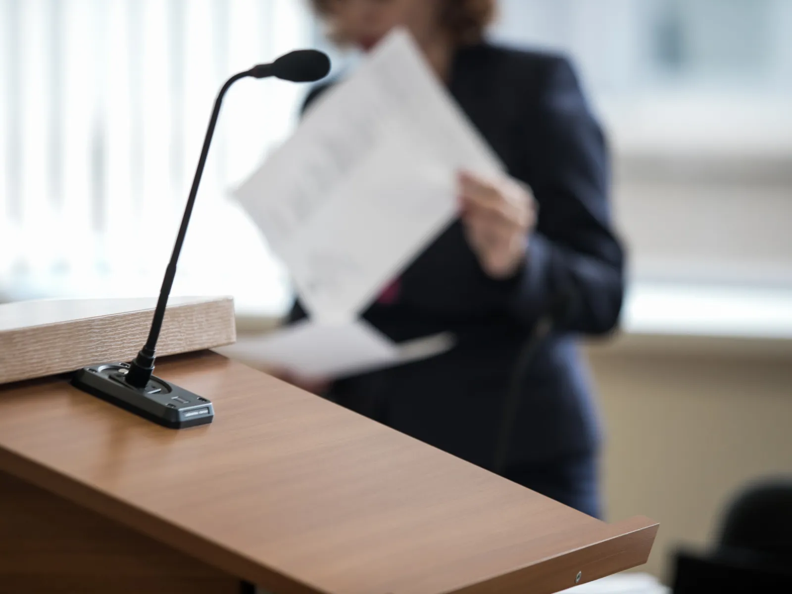 a podium with a microphone