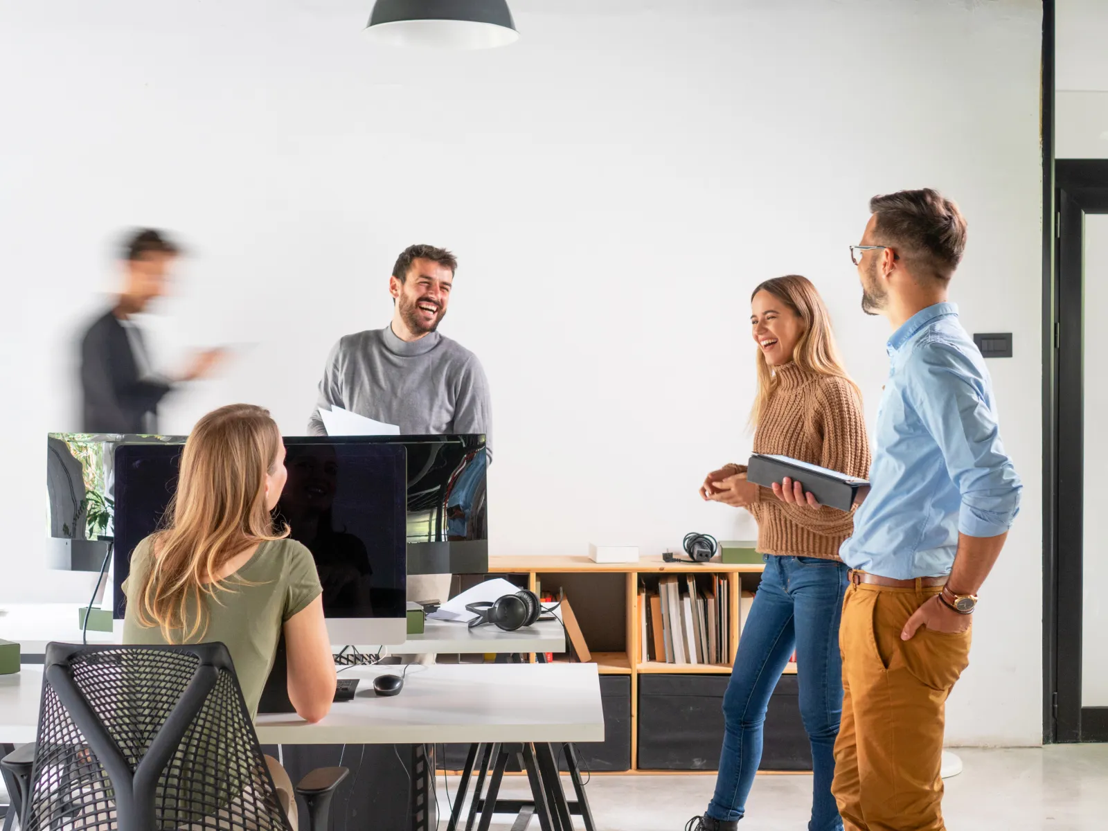 a group of people in a room