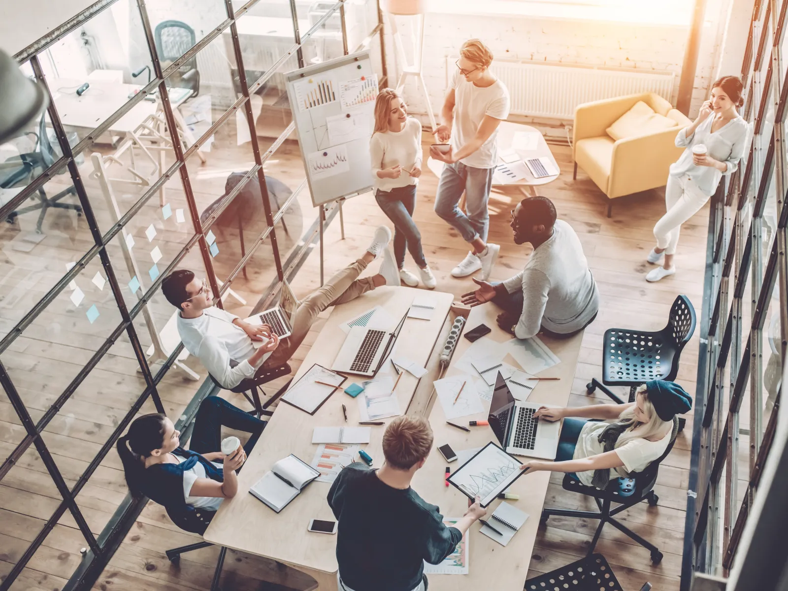 a group of people in a meeting