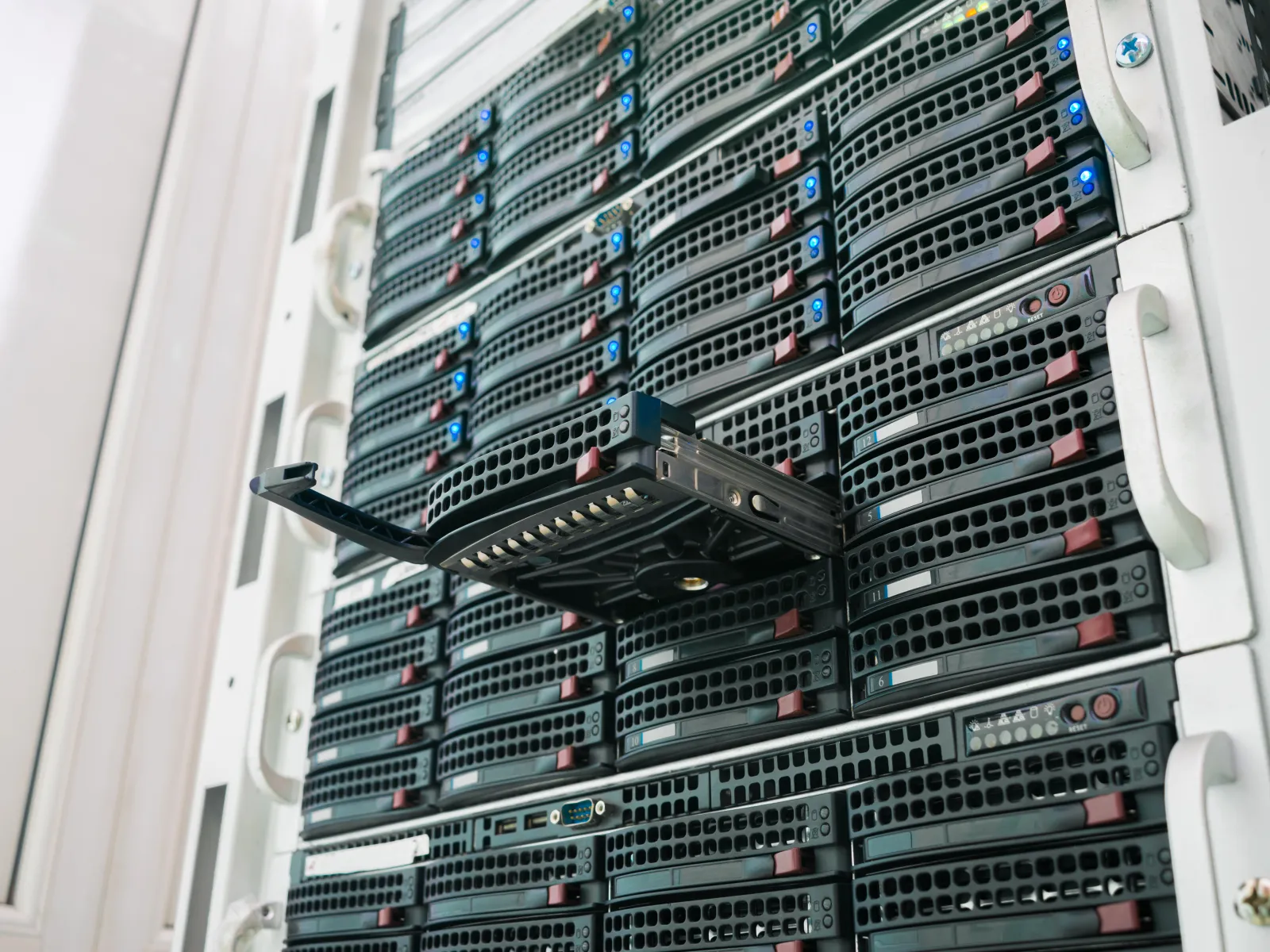 a close-up of a storage server