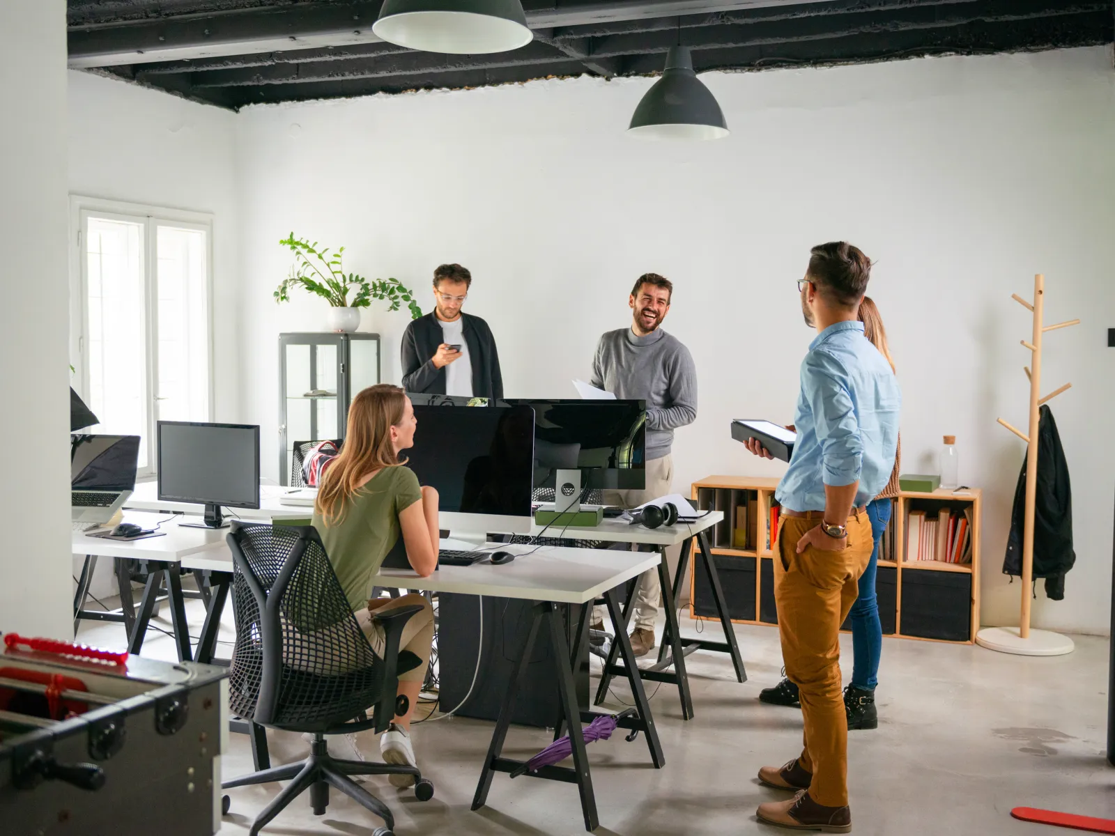 a group of people in a room