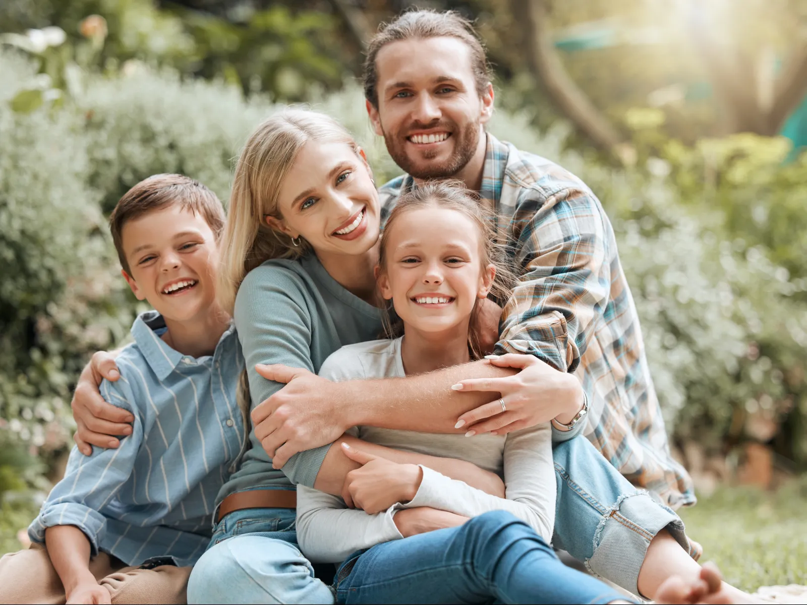 a family posing for a picture