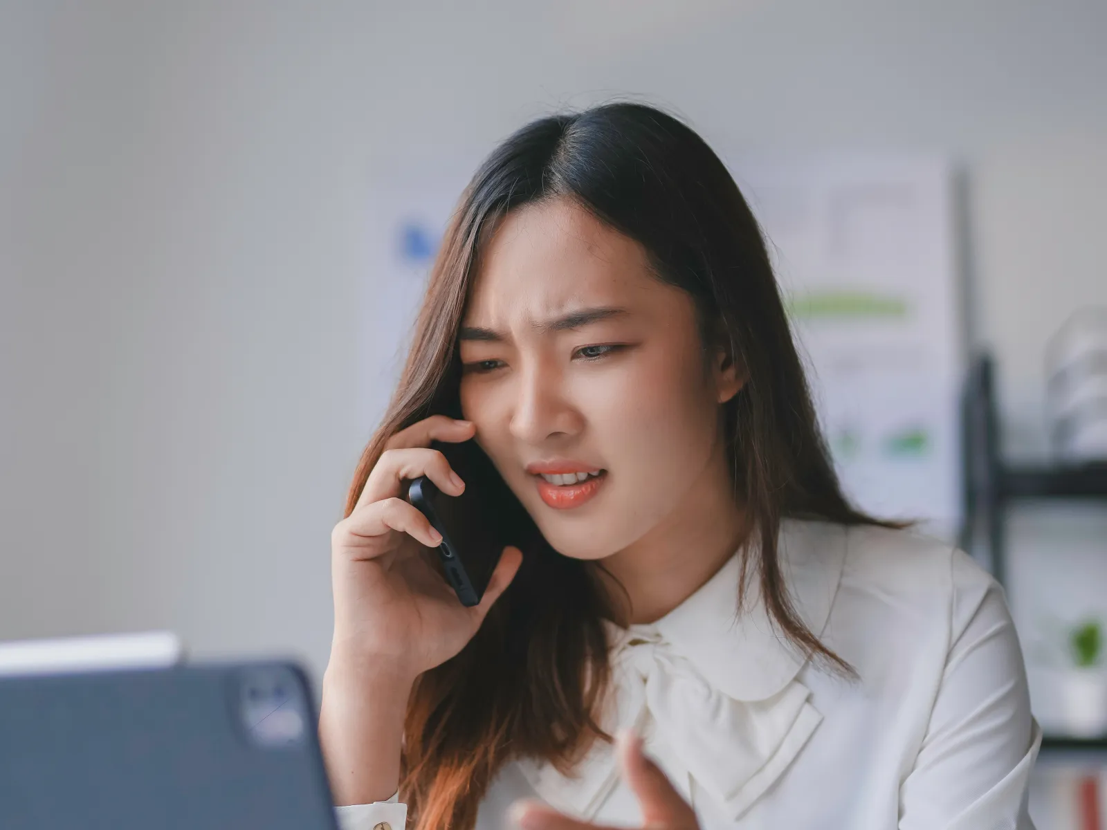 a woman talking on the phone