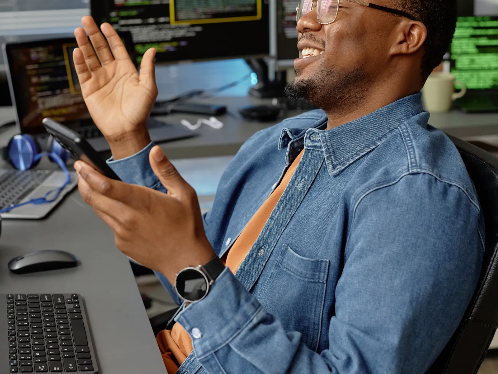 a man sitting at a desk