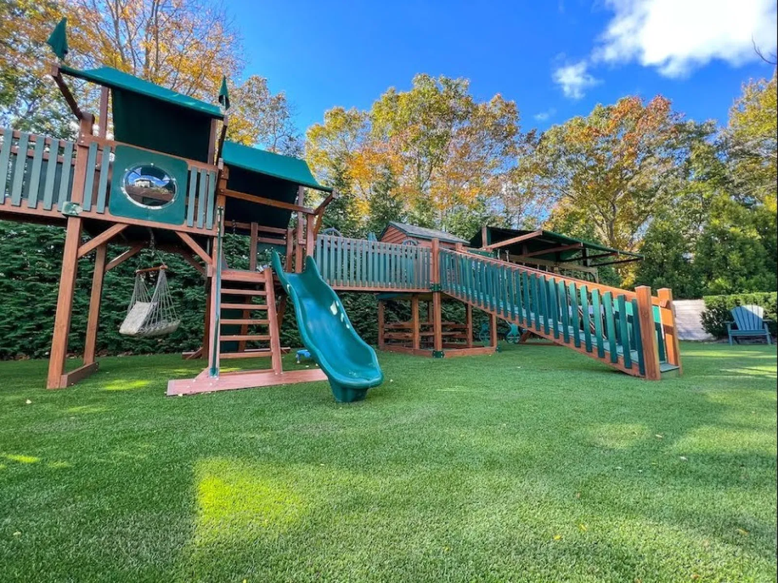 a play set in a yard