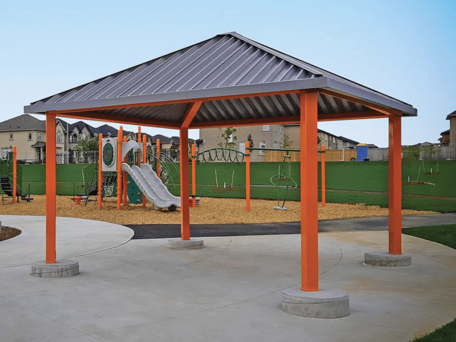 a playground with a slide