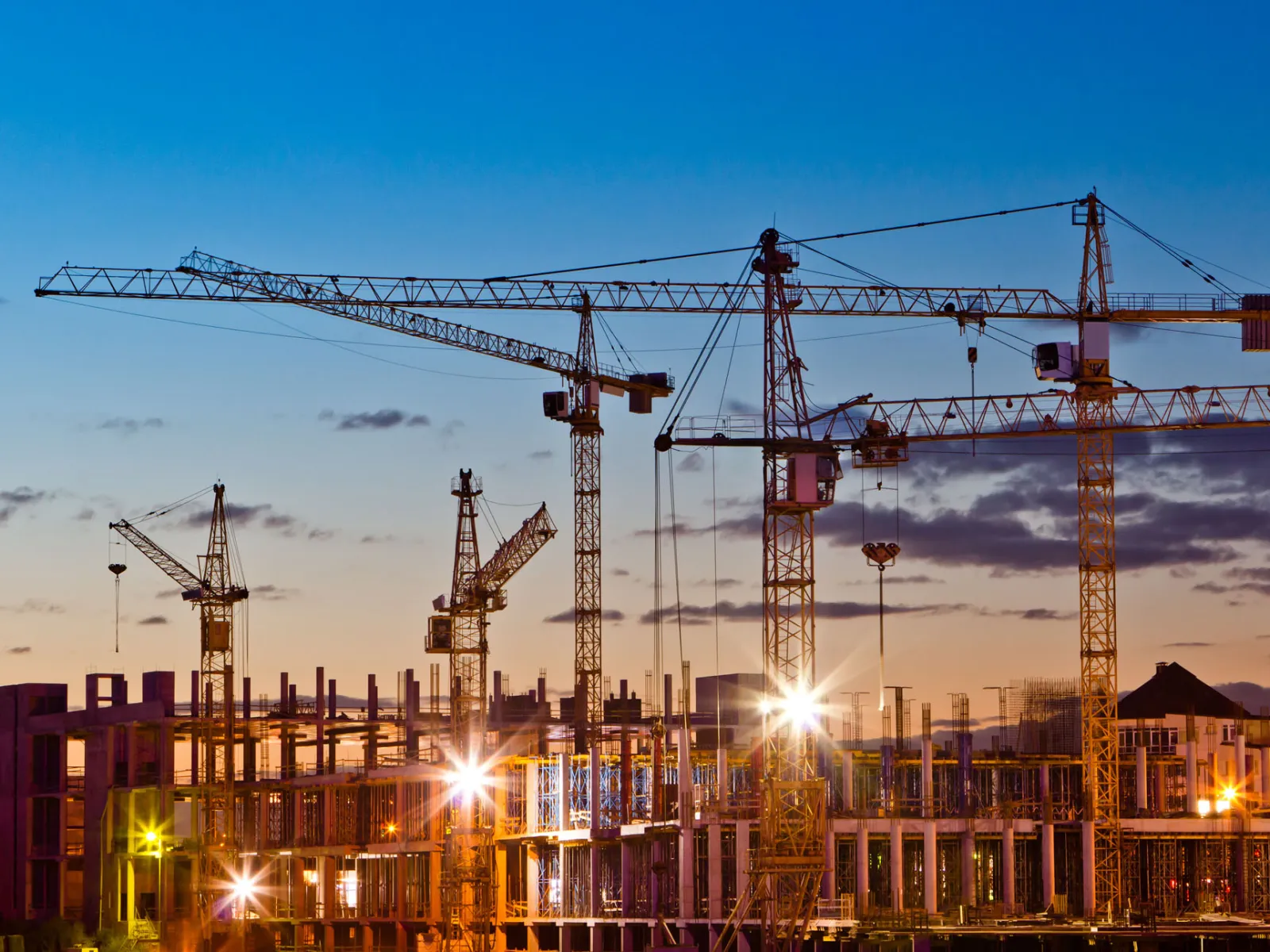 construction site at night