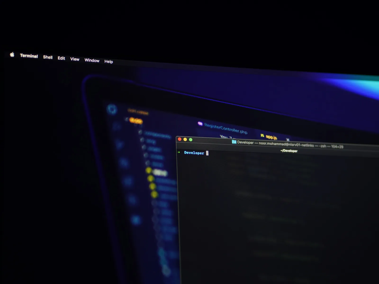 a computer screen with a blue background