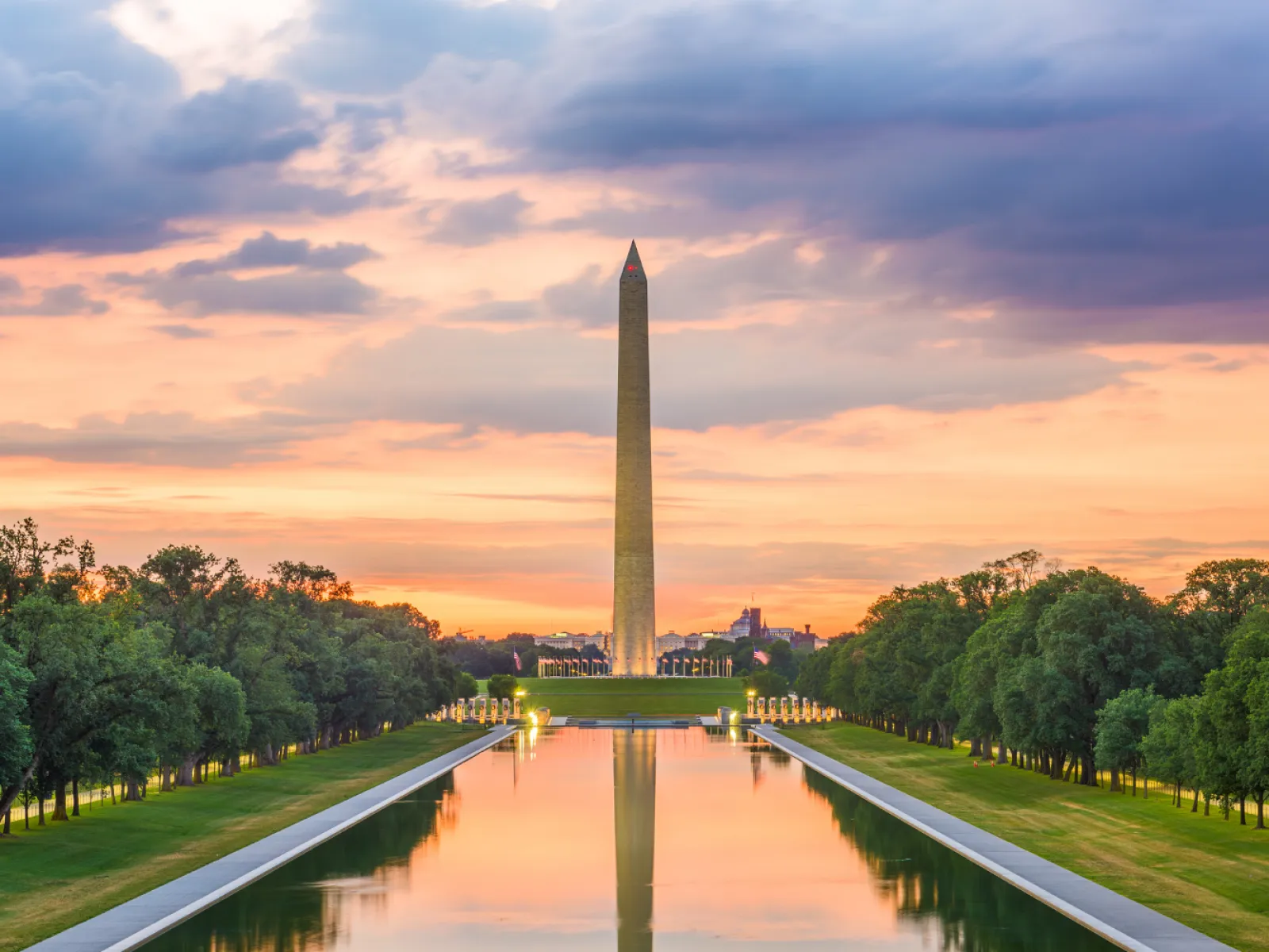 a tall monument in the distance
