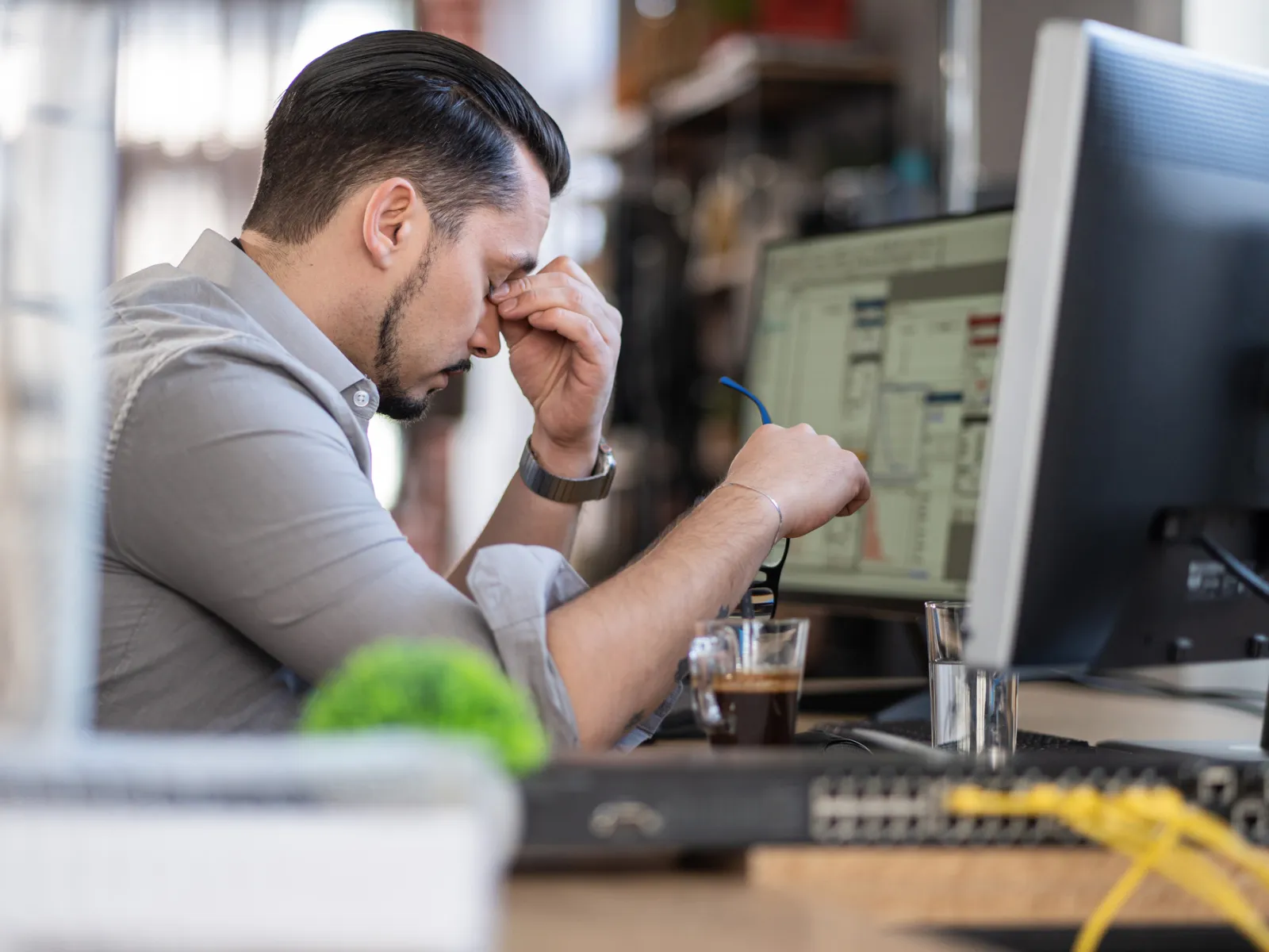 a man working on a computer