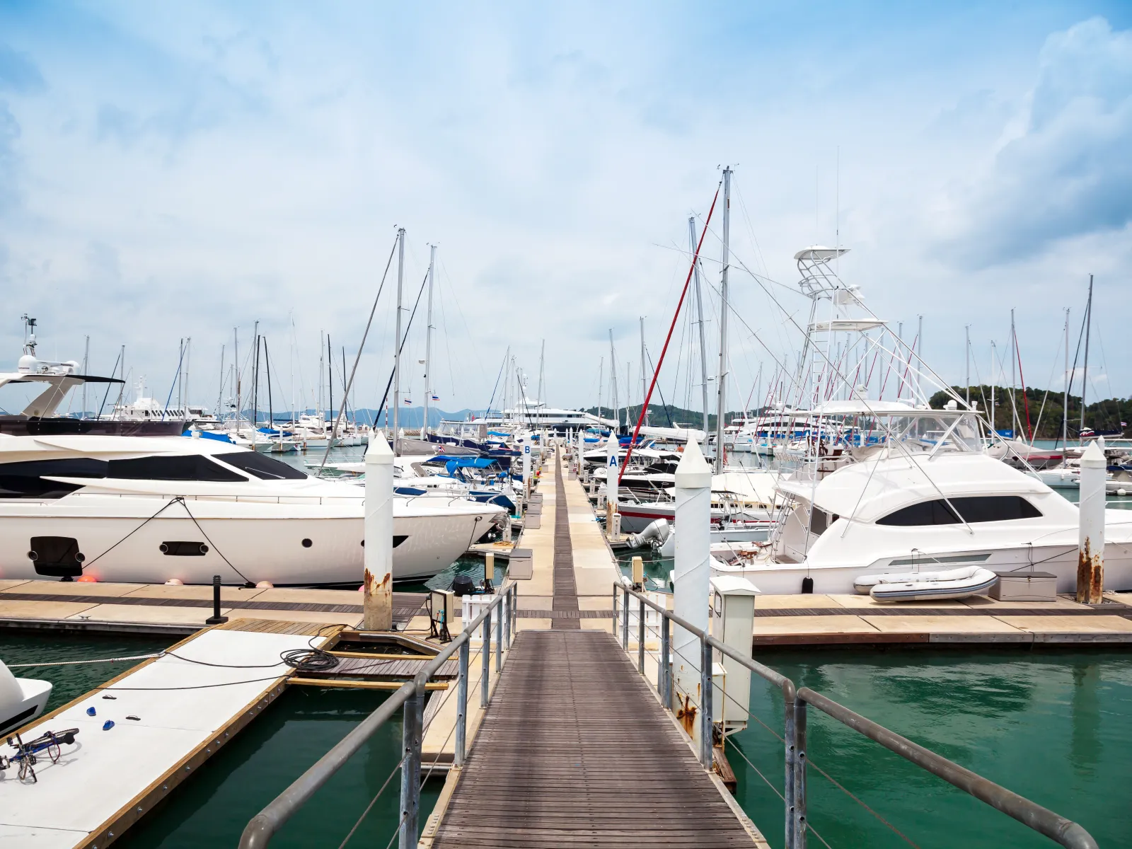 a dock with many boats