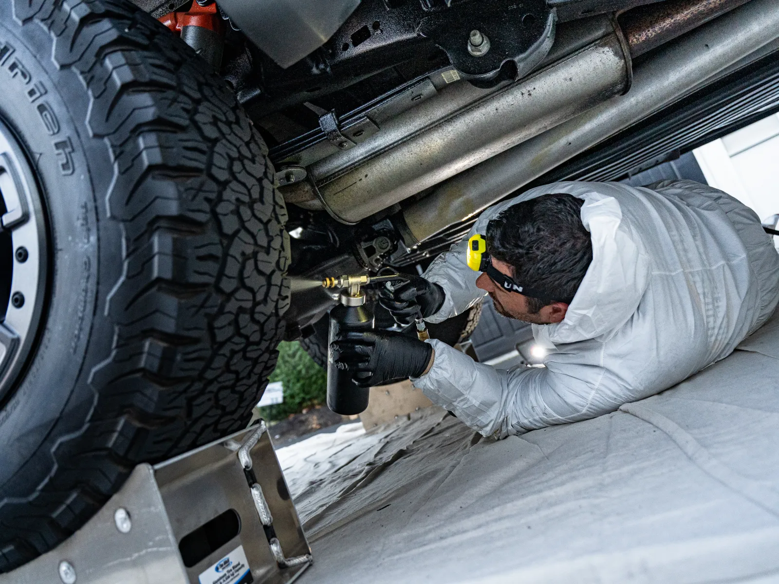 a person working on a car