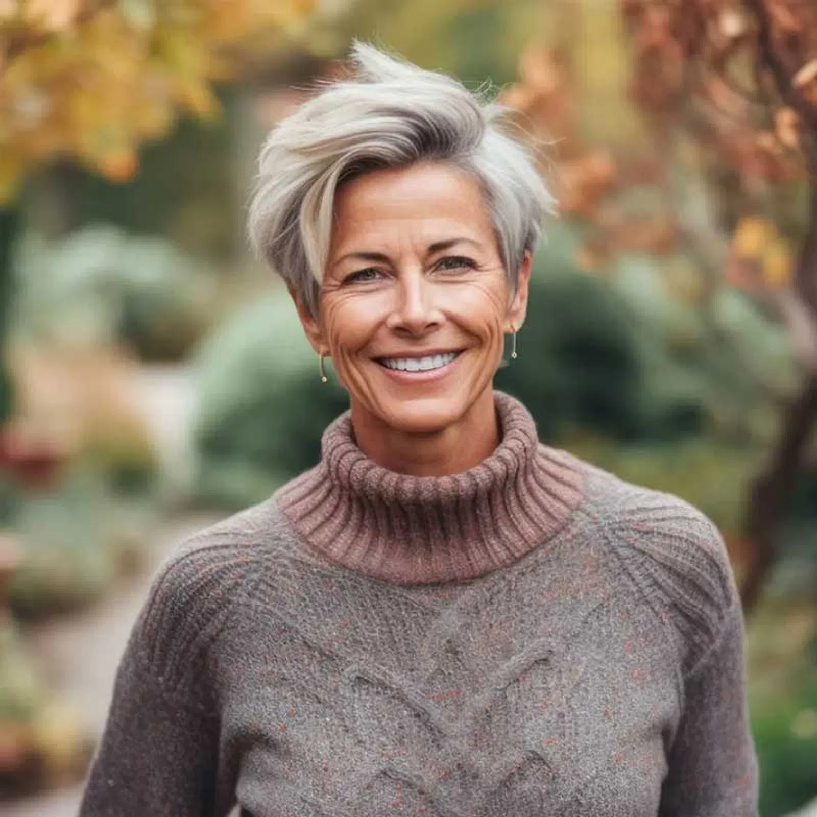 a person smiling outside