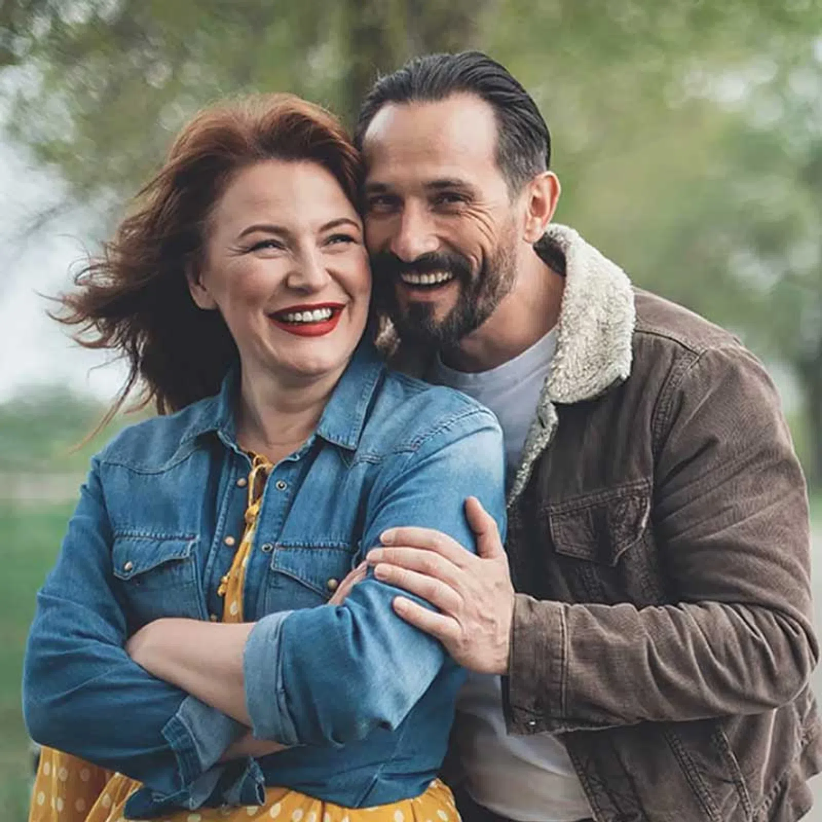 a man and woman embracing