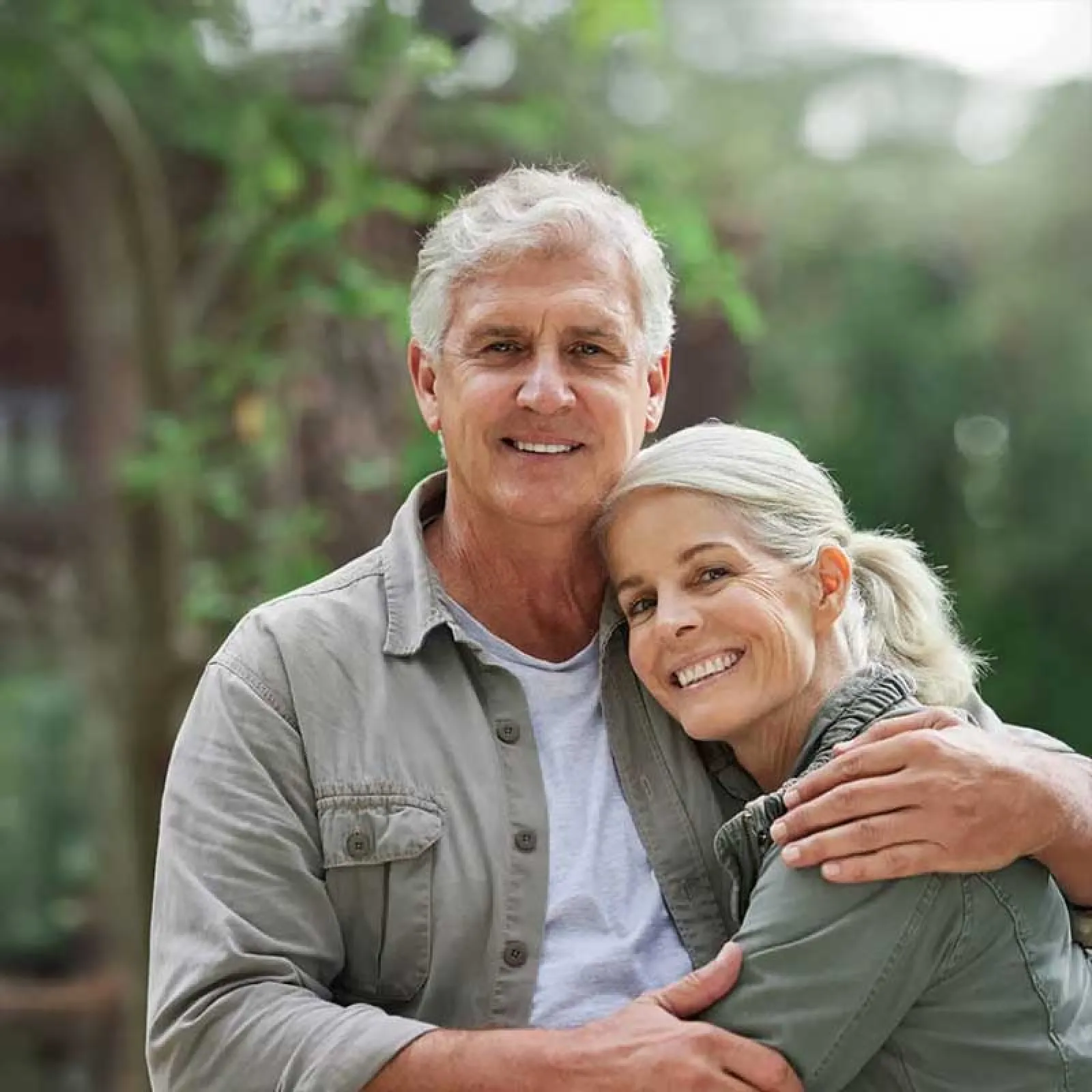 a man and a woman embracing