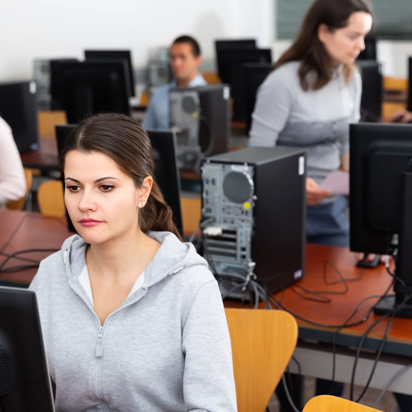 a person sitting at a desk