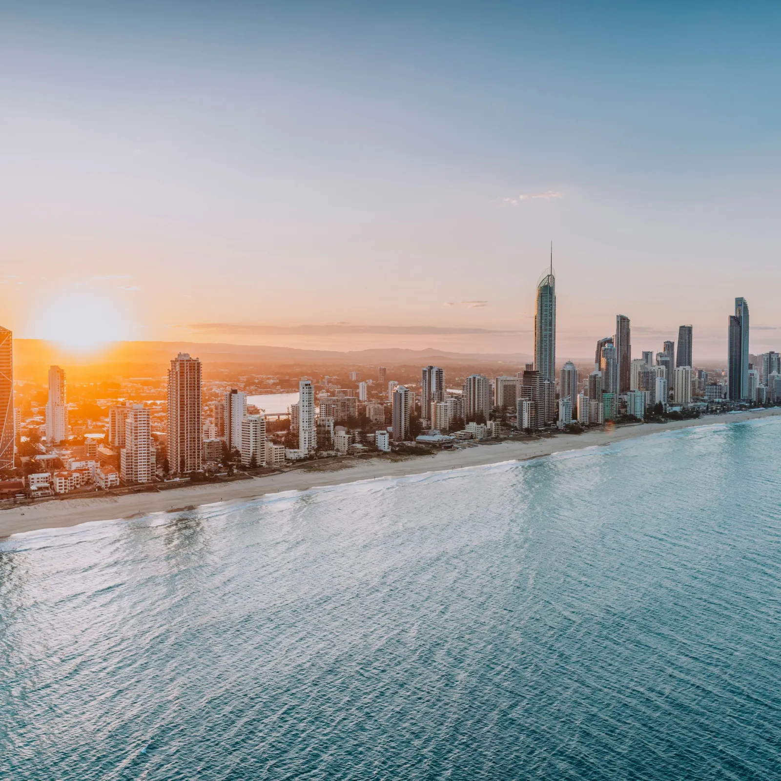 a city skyline across the water