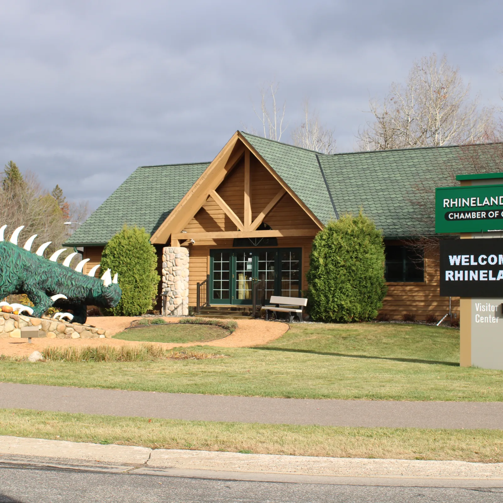 a building with a sign in front of it