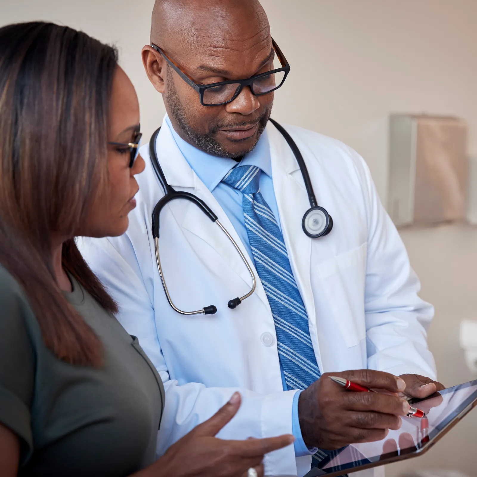 a doctor looking at a person