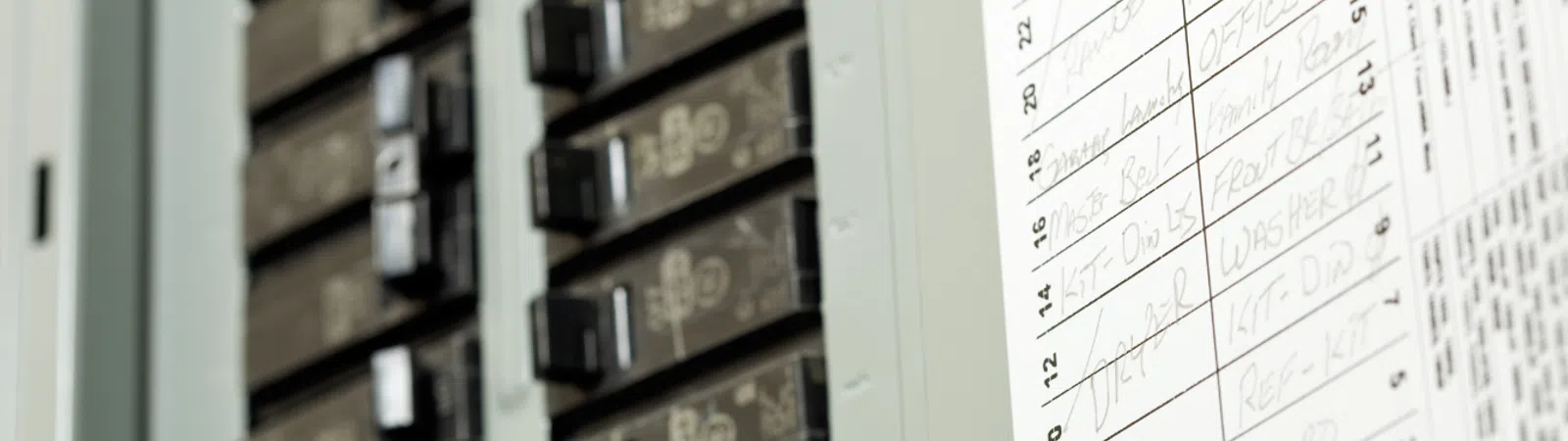 Detailed view of an electrical panel showing circuit breakers and maintenance log.