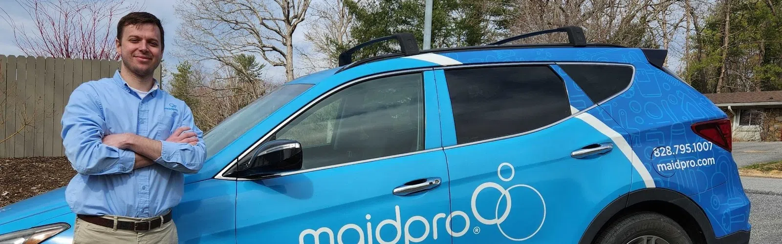 MaidPro Asheville pro cleaning in Asheville, NC car with business information