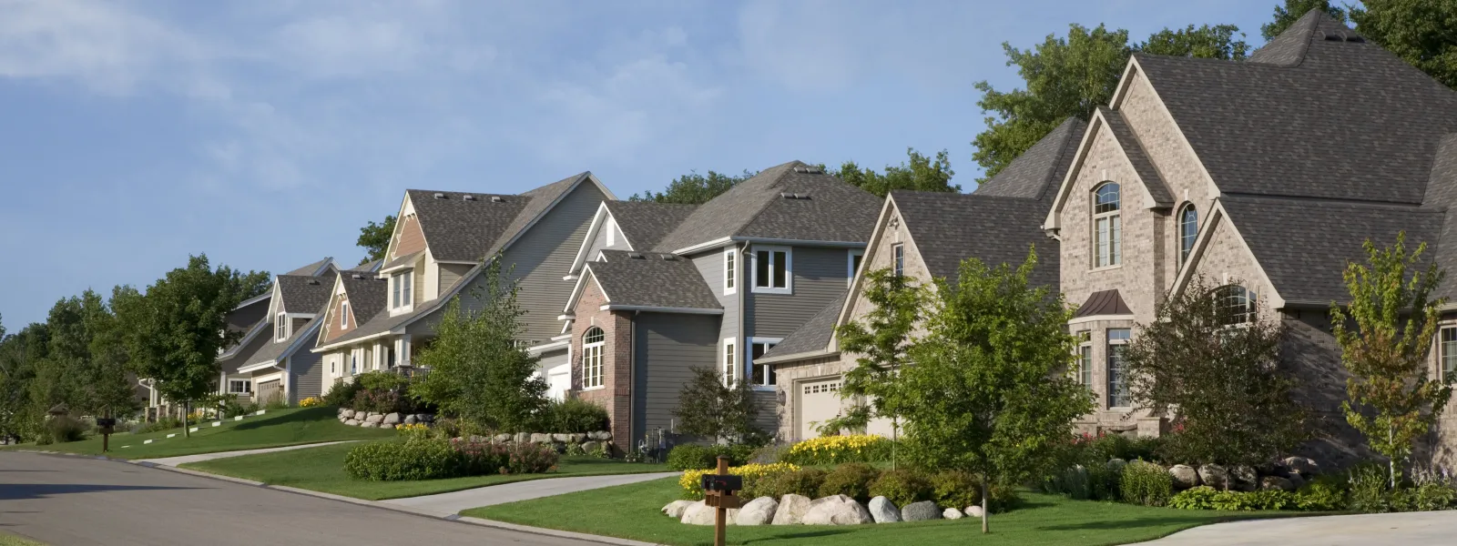 houses lined down a residential street