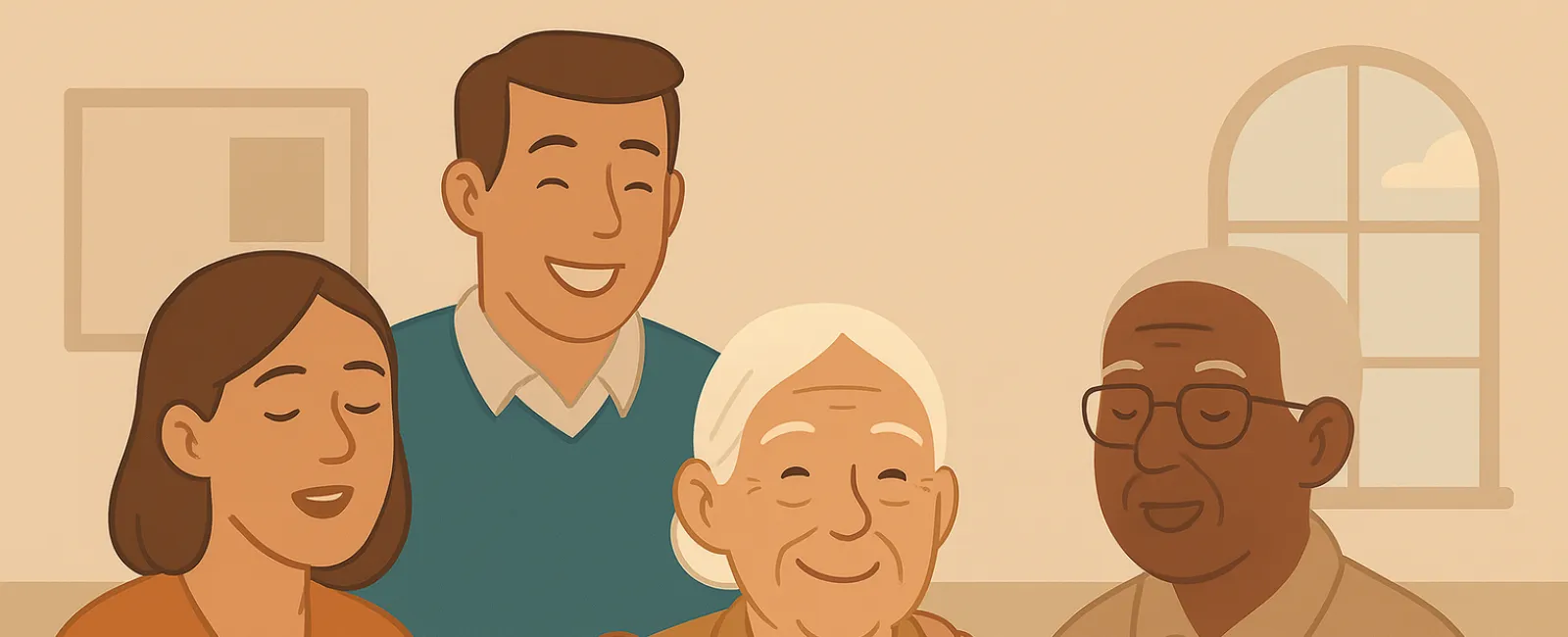 Multigenerational family celebrating birthday with cake and candles in warm indoor setting.