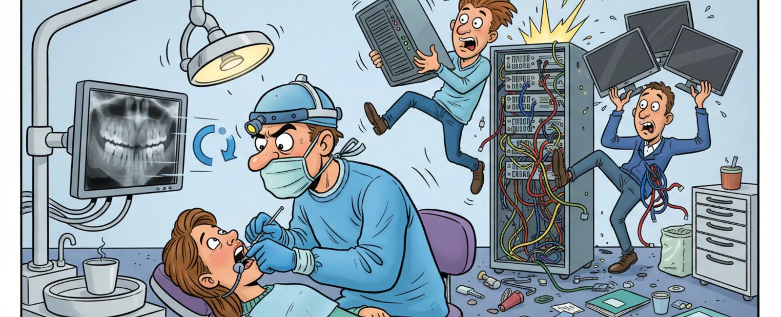 Cartoon: How to Switch IT Providers Without Disruption for Your Dental Practice