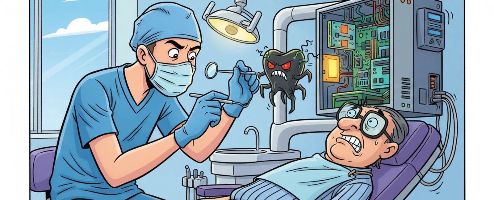 Cartoon: How Does Managed IT Services Work for Dental Businesses?