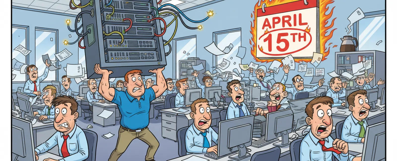 Cartoon: Can you guarantee our systems won't go down during tax season?