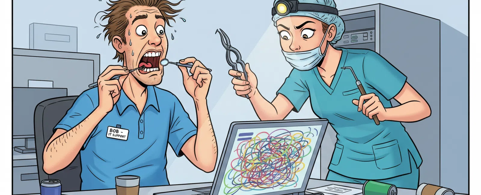 Cartoon: Can you support our specific dental software like Dentrix or Eaglesoft?