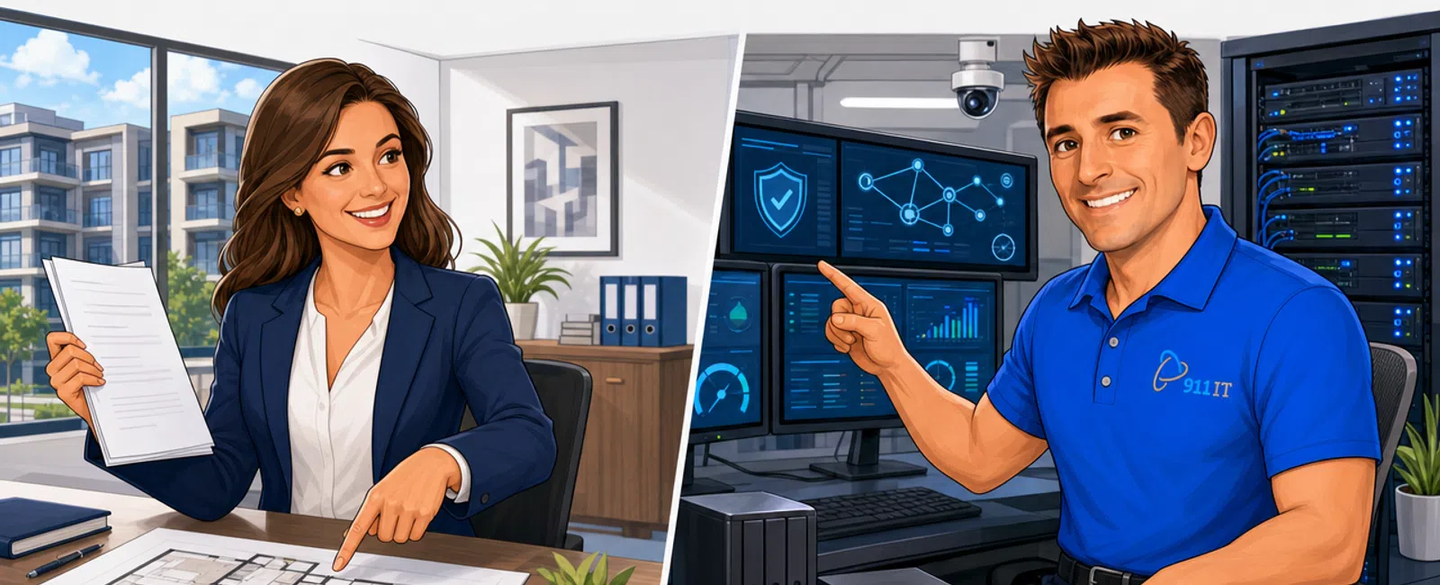 Cartoon: How does co-managed IT work for property management businesses?