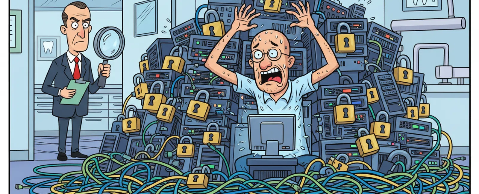 Cartoon: How to Pass a HIPAA Audit: IT Preparation Guide for Dental Practices