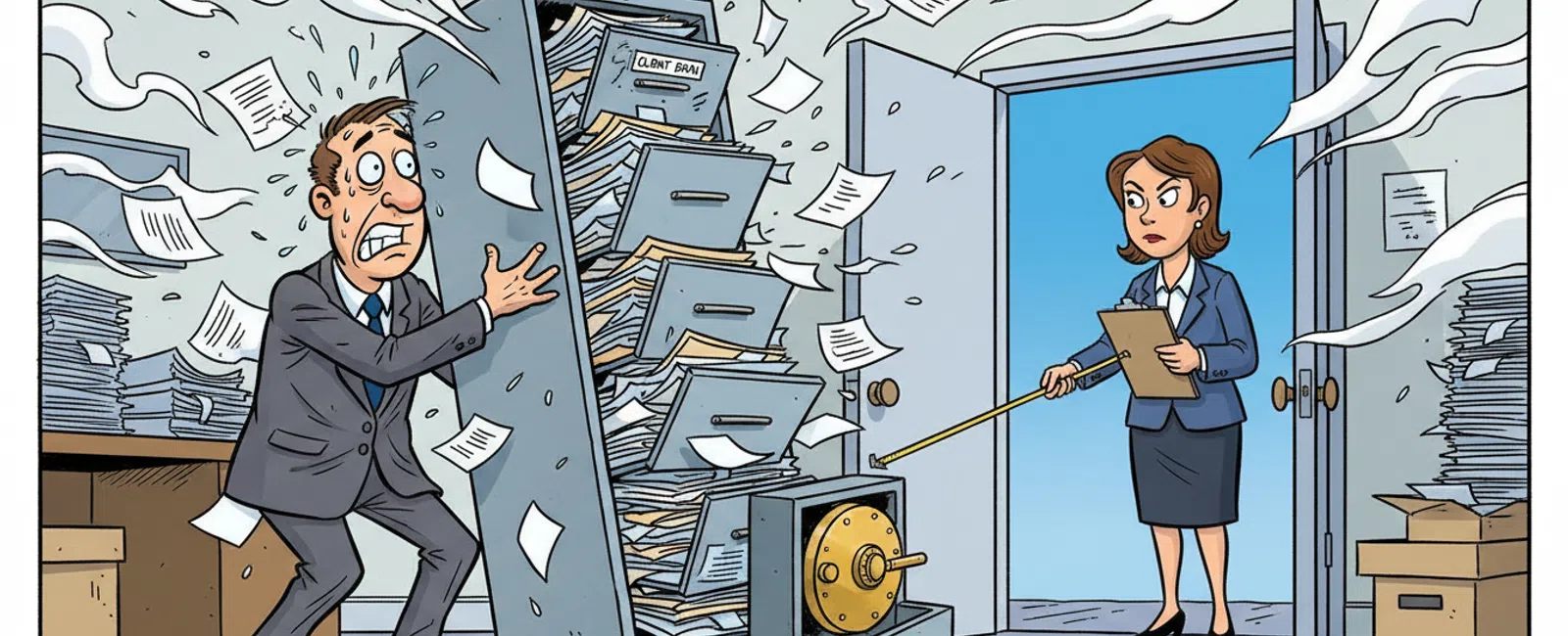 Cartoon: What Happens if a CPA Firms Business Fails FTC Safeguards Rule Compliance
