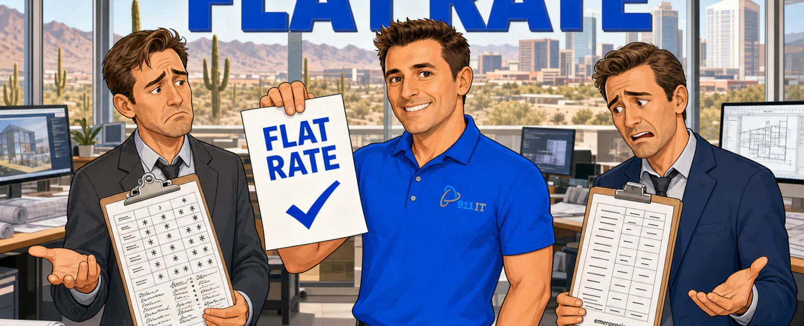 Cartoon: IT Support Companies in Phoenix, AZ: How to Compare Them