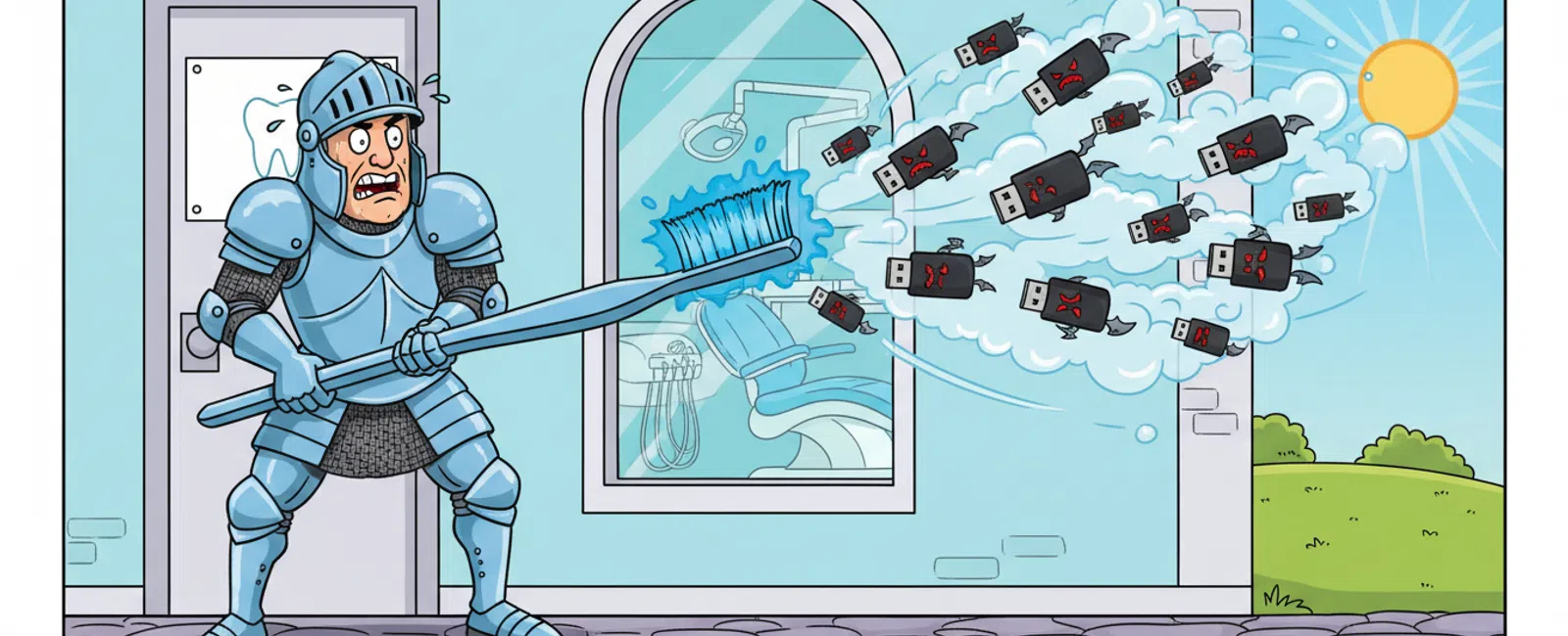 Cartoon: How do you protect us from ransomware attacks targeting dental offices?