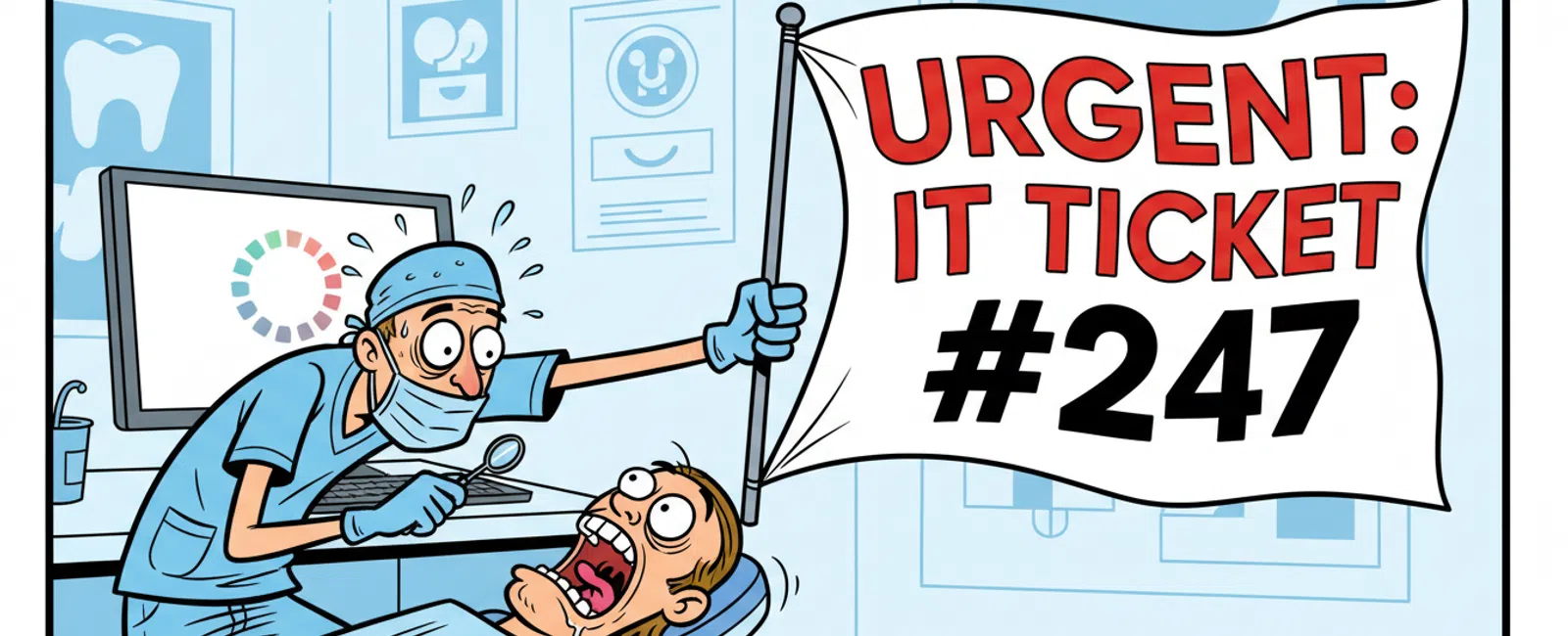 Cartoon: Understanding IT Service Level Agreements for Dental Practices: Response Time Standards