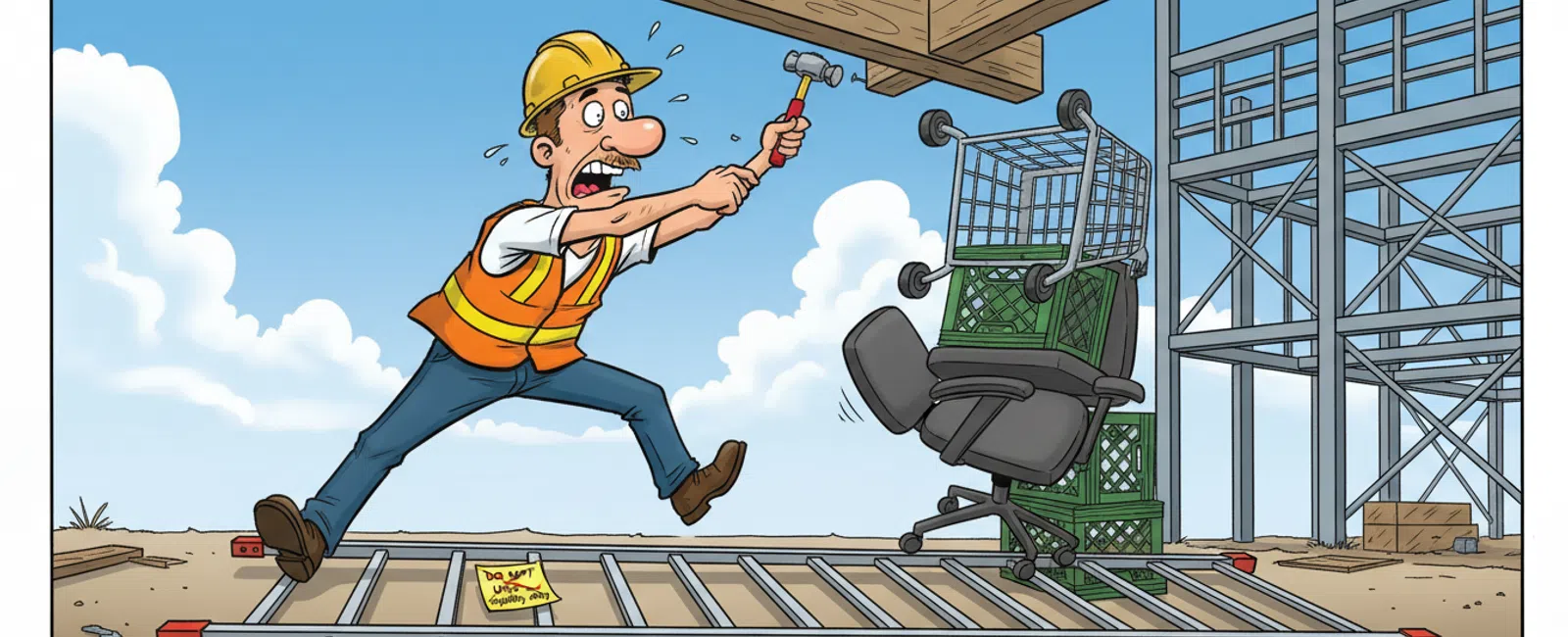 Cartoon: What is the most common OSHA violation in construction?
